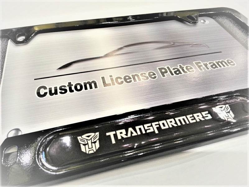 Black powder coated license plate frame