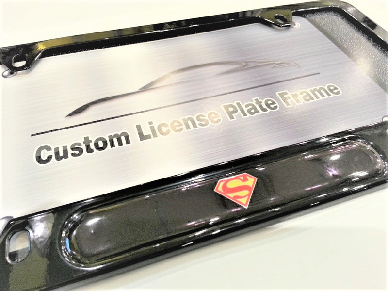 Black powder coated license plate frame