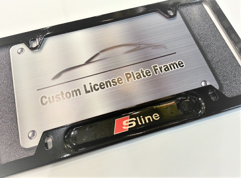 Black powder coated license plate frame