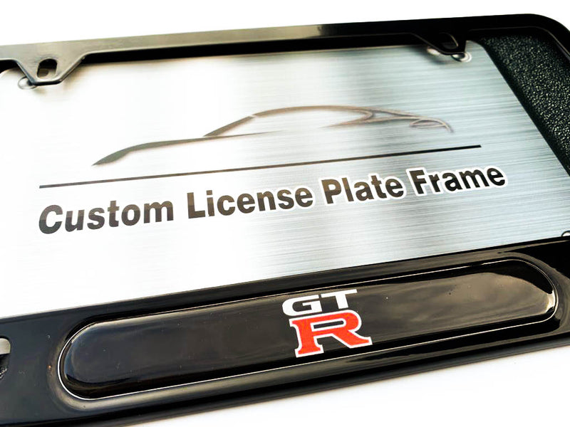 Black powder coated license plate frame