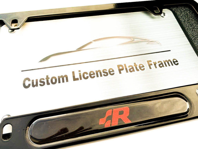 Black powder coated license plate frame