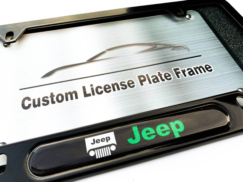 Black powder coated license plate frame