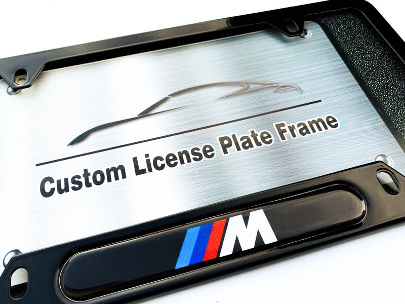 Black powder coated license plate frame