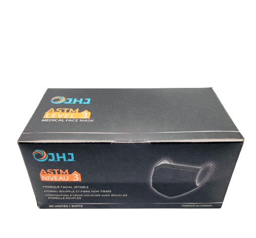ASTM 3 Medical 3ply Mask, Black, Box of 50 – MADE IN CANADA (Level 3)