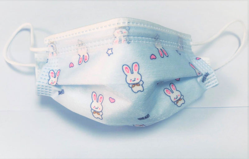 Disposable Protective Face Masks for Children 50/box - Blue Bunnies