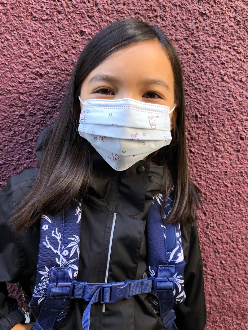Disposable Protective Face Masks for Children 50/box - Blue Bunnies