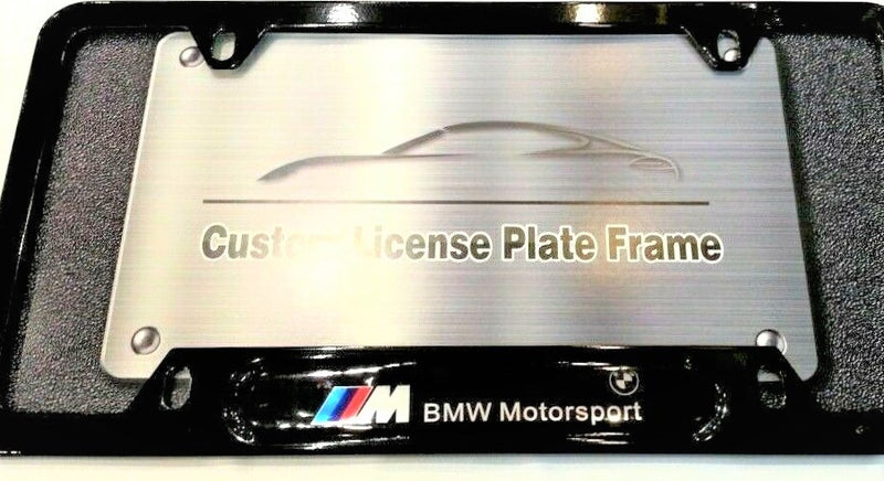 Black powder coated license plate frame